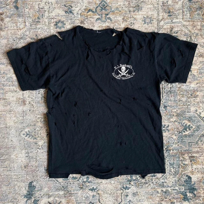 Vintage "Shredded Grunge" T.J. Rockwell's Pirate Graphic Tee (made by Alyaricx ) 1-of-1 Custom