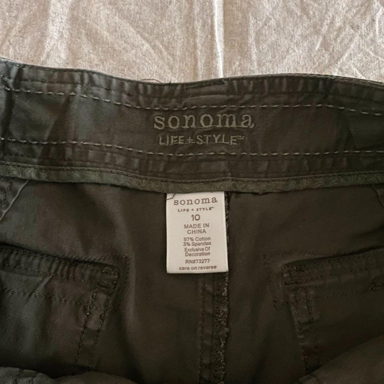 Sonoma Life + Style Olive Green Low-Rise Cargo Pants