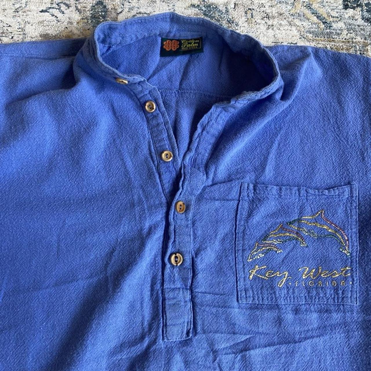 Vintage Cotton Palm "Key West" Crinkle Cotton Pullover Shirt