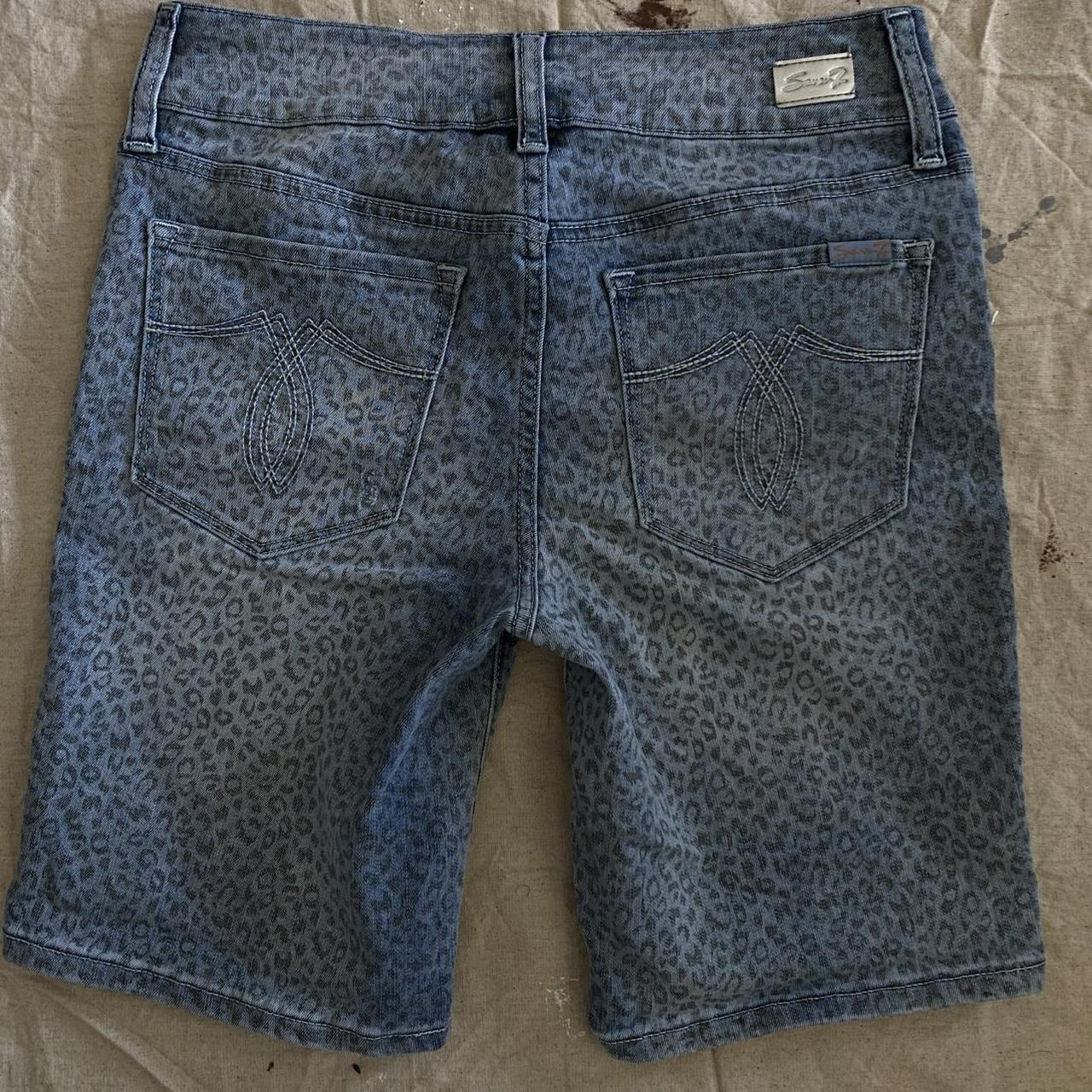 Women's Seven7 Leopard Print "Tummyless" Bermuda Denim Shorts