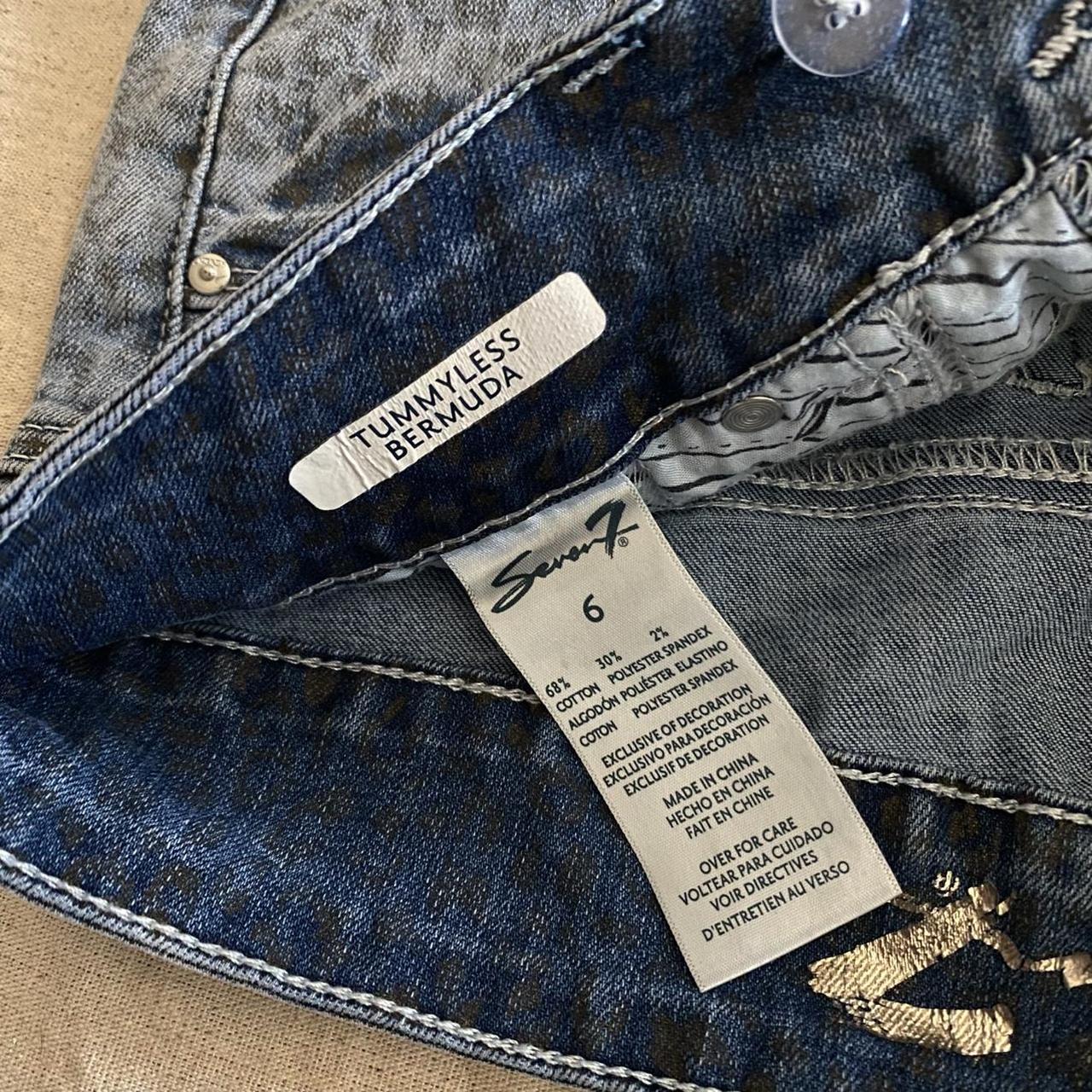 Women's Seven7 Leopard Print "Tummyless" Bermuda Denim Shorts