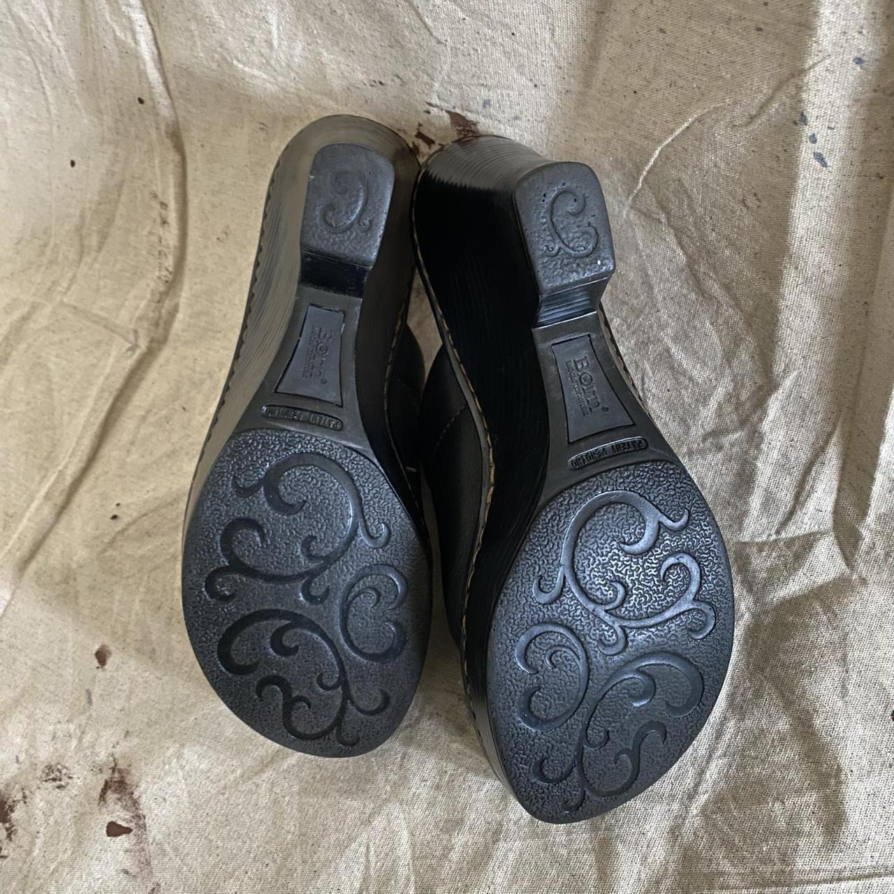 Børn Black Leather Platform Mule Clogs Women's 8 US / 39 EU (Handcrafted Footwear)