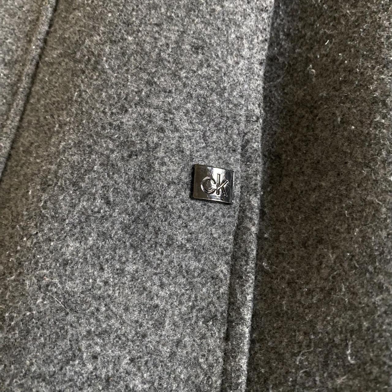 Original Calvin Klein Grey Wool-Blend Funnel-Neck Walker Coat size L