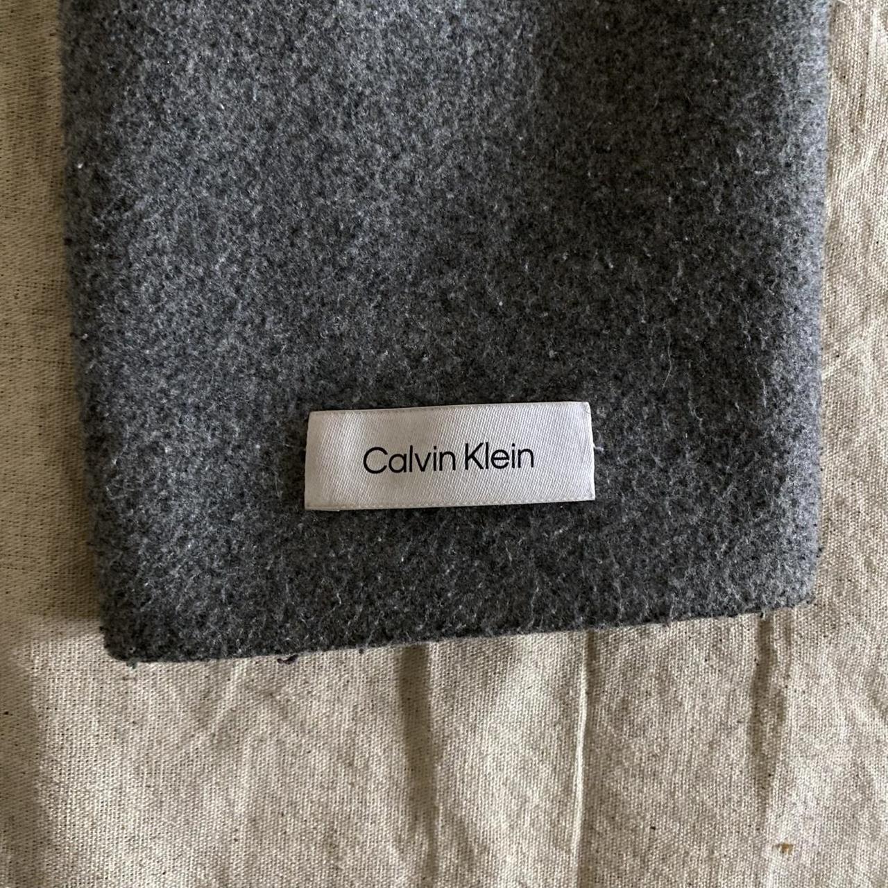 Original Calvin Klein Grey Wool-Blend Funnel-Neck Walker Coat size L
