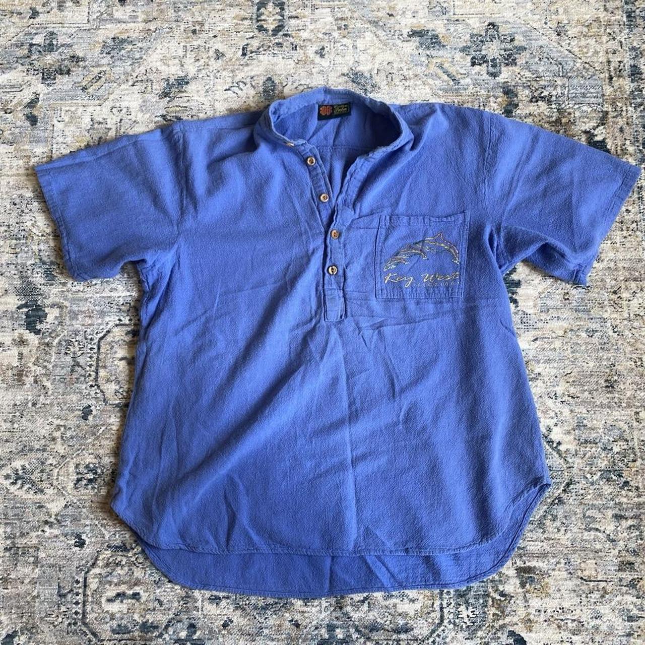 Vintage Cotton Palm "Key West" Crinkle Cotton Pullover Shirt